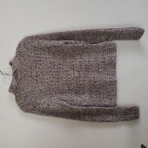 Mossimo loose knit mock neck sweater, angora wool blend, taupe gray, women large